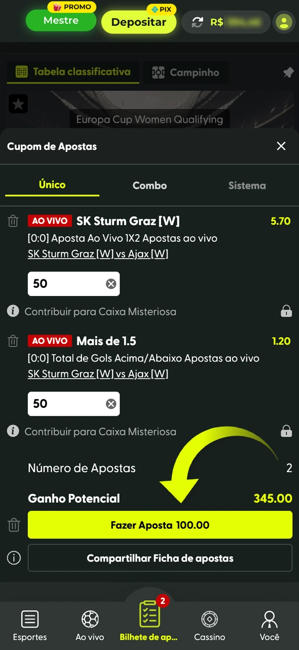Realize uma aposta no B2xbet para liberar o saque.